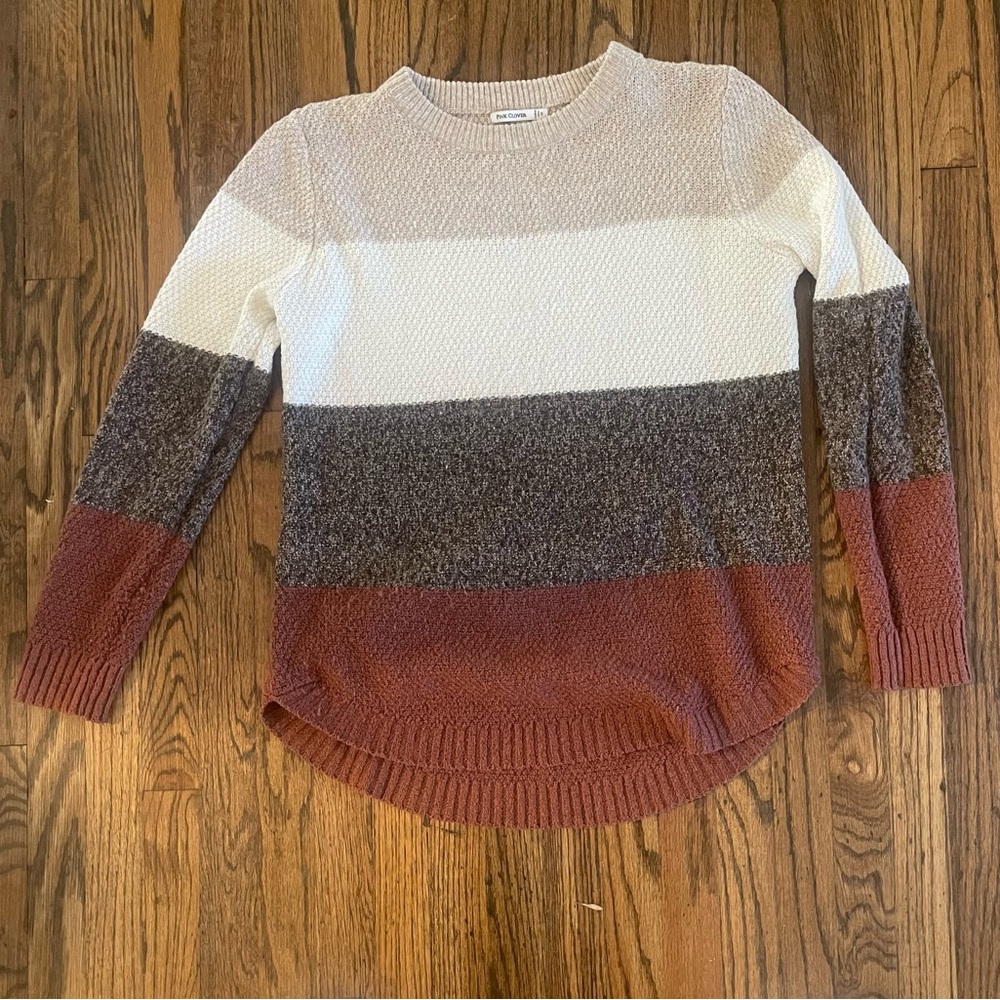 Pink Clover Colorblock striped sweater Size Large